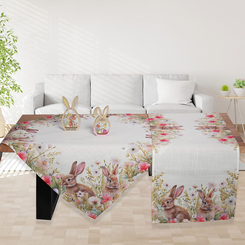 ILIS HOME ΠΑΣΧΑΛΙΝΟ ΤΡΑΠ/ΡΕ ΚΟΥΝΕΛΑΚΙΑ ΛΕΥΚΟ ΦΛΟΡΑΛ 140Χ140