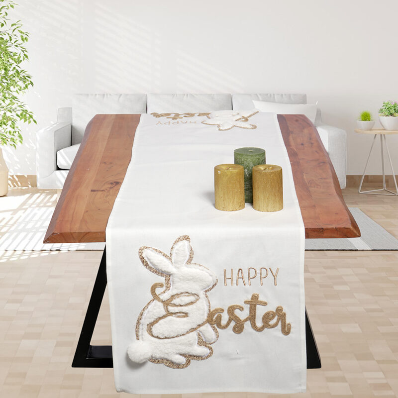 ILIS HOME ΠΑΣΧΑΛΙΝΗ ΤΡΑΒΕΡΣΑ HAPPY EASTER ΛΕΥΚΟ 40Χ170