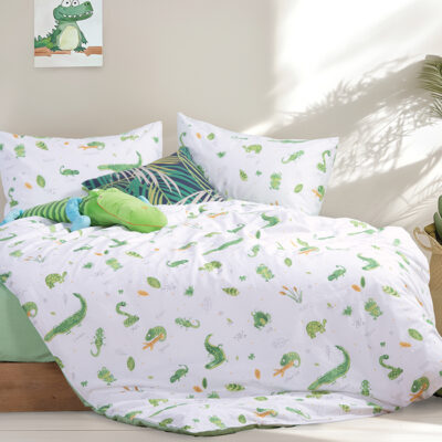 ΠΑΙΔΙΚΑ ΣΕΤ ΣΕΝΤΟΝΙΑ ΜΟΝΑ CUTE REPTILES 170X260 NEF-NEF HOMEWARE WHITE/GREEN