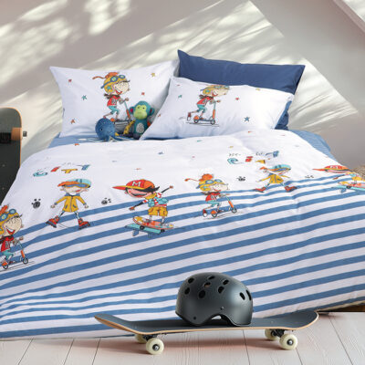 ΠΑΙΔΙΚΑ ΣΕΤ ΣΕΝΤΟΝΙΑ ΜΟΝΑ IN THE CITY 170X260 NEF-NEF HOMEWARE WHITE/BLUE