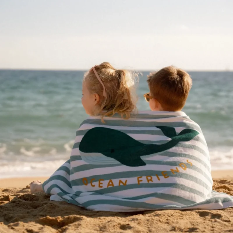 LITTLE DUTCH ΠΕΤΣΕΤΑ ΘΑΛΑΣΣΗΣ SEASHELLS AND STRIPES SURF BLUE - Image 2