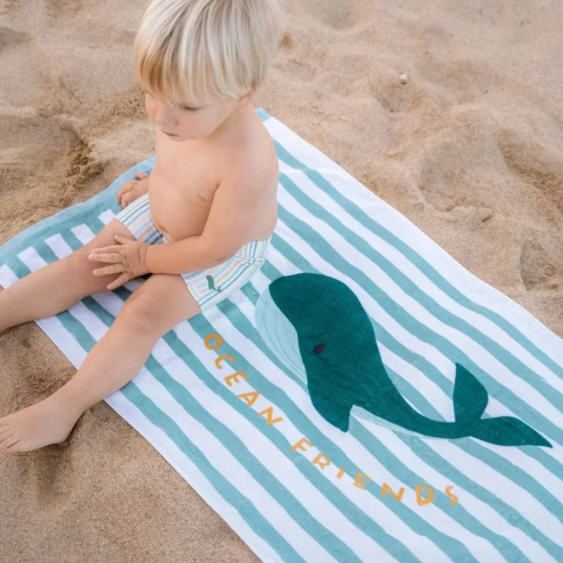 LITTLE DUTCH ΠΕΤΣΕΤΑ ΘΑΛΑΣΣΗΣ SEASHELLS AND STRIPES SURF BLUE - Image 3
