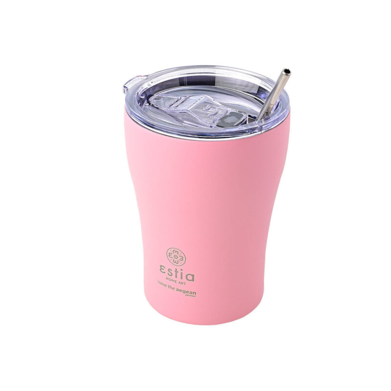 ESTIA HOME ART ΘΕΡΜΟΣ COFFEE MUG SAVE THE AEGEAN 350ml BLOSSOM ROSE - Image 2