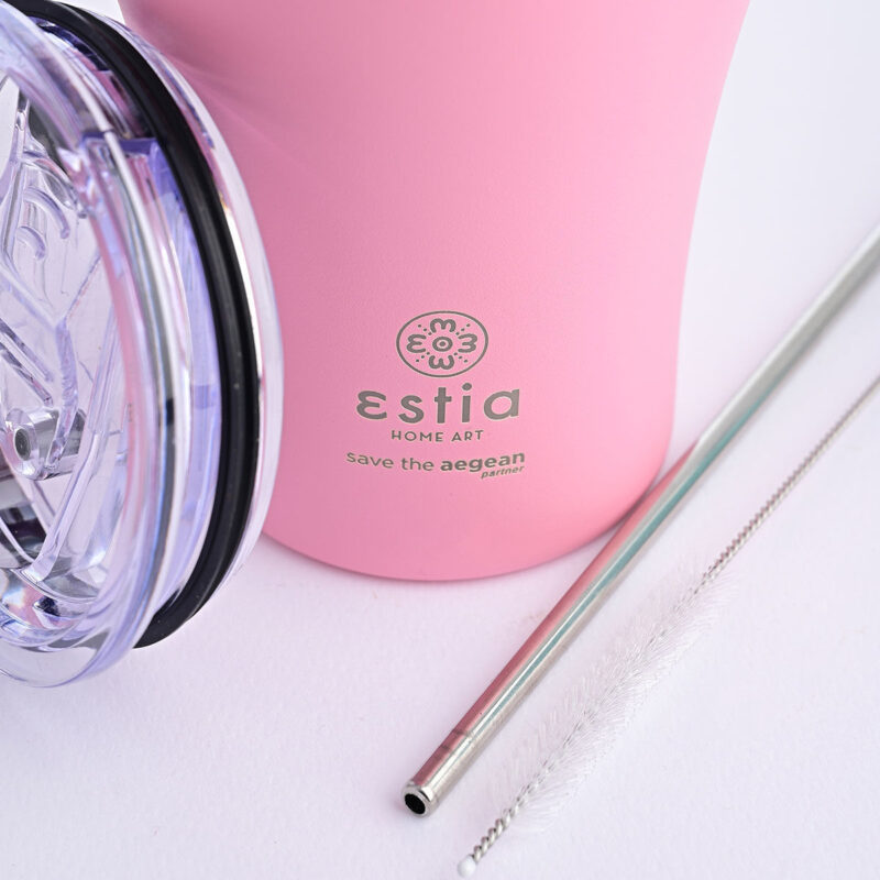 ESTIA HOME ART ΘΕΡΜΟΣ COFFEE MUG SAVE THE AEGEAN 350ml BLOSSOM ROSE - Image 3