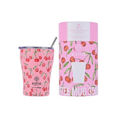 ESTIA HOME ART ΘΕΡΜΟΣ COFFEE MUG SAVE THE AEGEAN 350ml CHERRY ROSE