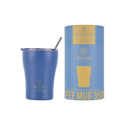 ESTIA HOME ART ΘΕΡΜΟΣ COFFEE MUG SAVE THE AEGEAN 350ml DENIM BLUE