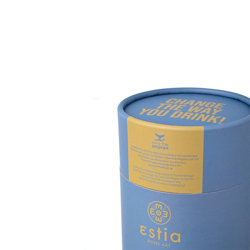 ESTIA HOME ART ΘΕΡΜΟΣ COFFEE MUG SAVE THE AEGEAN 350ml DENIM BLUE - Image 4