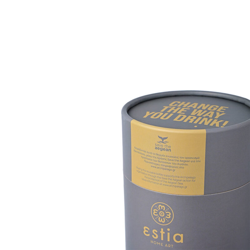 ESTIA HOME ART ΘΕΡΜΟΣ COFFEE MUG SAVE THE AEGEAN 350ml FJORD GREY - Image 4