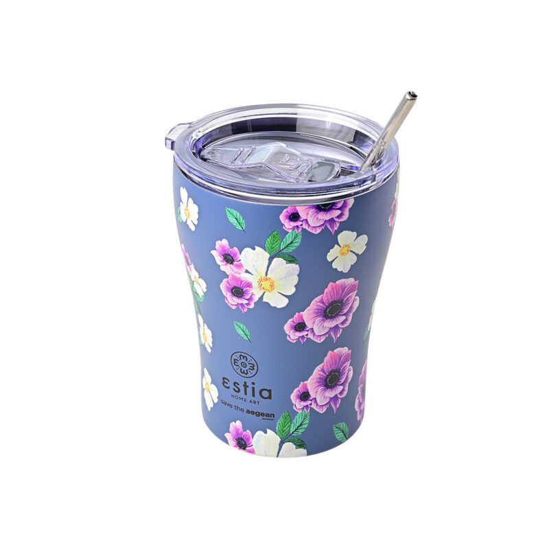 ESTIA HOME ART ΘΕΡΜΟΣ COFFEE MUG SAVE THE AEGEAN 350ml GARDEN BLUE - Image 3