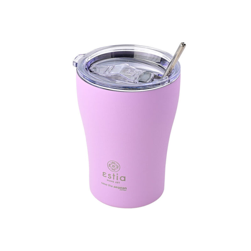 ESTIA HOME ART ΘΕΡΜΟΣ COFFEE MUG SAVE THE AEGEAN 350ml LAVENDER PURPLE - Image 2