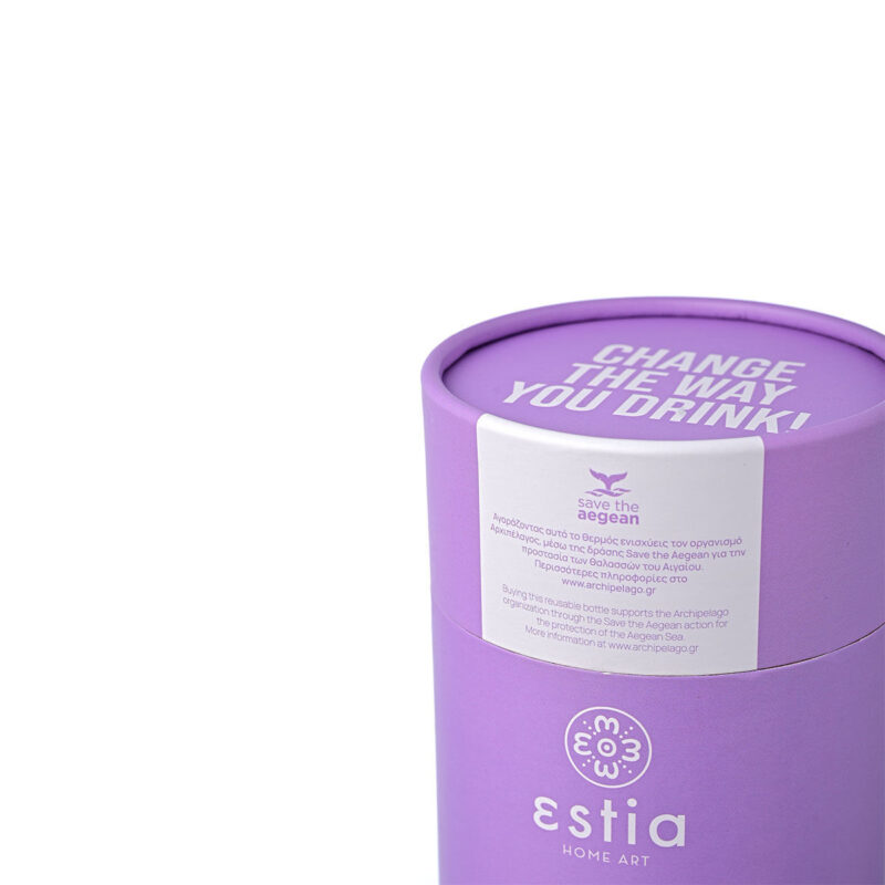 ESTIA HOME ART ΘΕΡΜΟΣ COFFEE MUG SAVE THE AEGEAN 350ml LAVENDER PURPLE - Image 4