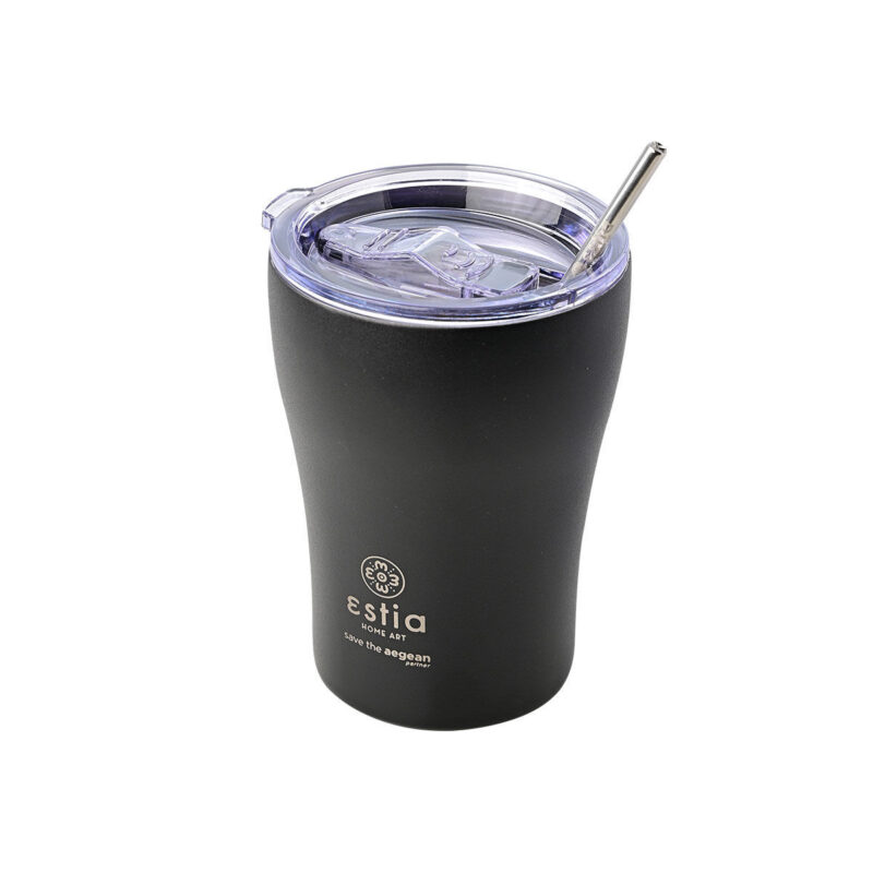 ESTIA HOME ART ΘΕΡΜΟΣ COFFEE MUG SAVE THE AEGEAN 350ml MIDNIGHT BLACK - Image 2