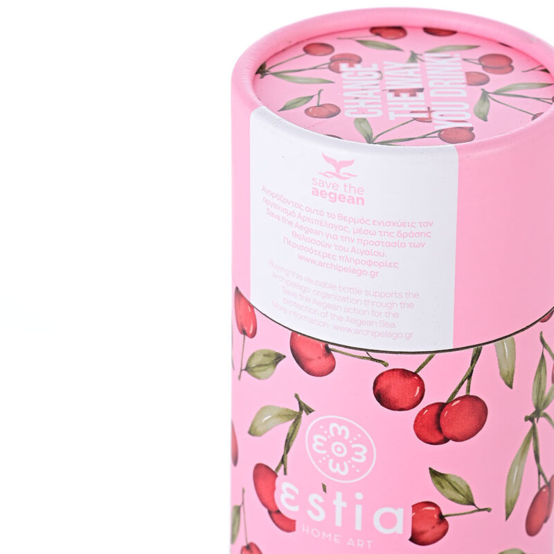 ESTIA HOME ART ΘΕΡΜΟΣ TRAVEL FLASK SAVE THE AEGEAN 500ml CHERRY ROSE - Image 5