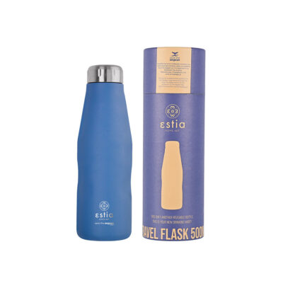 ESTIA HOME ART ΘΕΡΜΟΣ TRAVEL FLASK SAVE THE AEGEAN 500ml DENIM BLUE