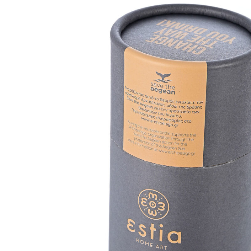 ESTIA HOME ART ΘΕΡΜΟΣ TRAVEL FLASK SAVE THE AEGEAN 500ml FJORD GREY - Image 2