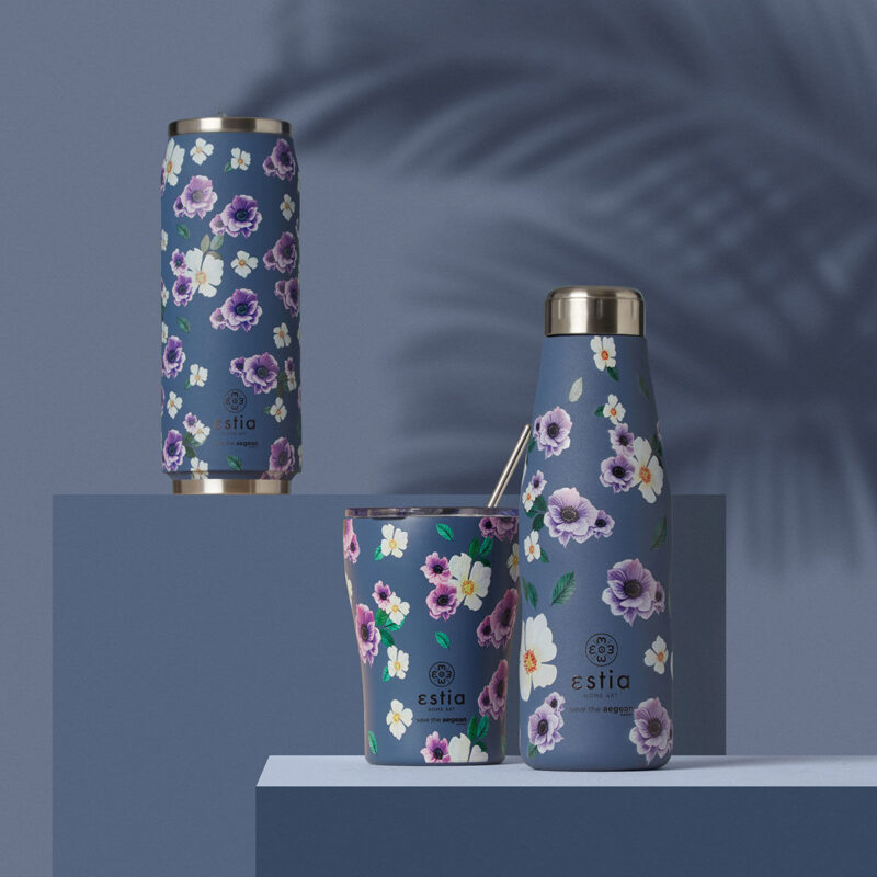 ESTIA HOME ART ΘΕΡΜΟΣ TRAVEL FLASK SAVE THE AEGEAN 500ml GARDEN BLUE - Image 7