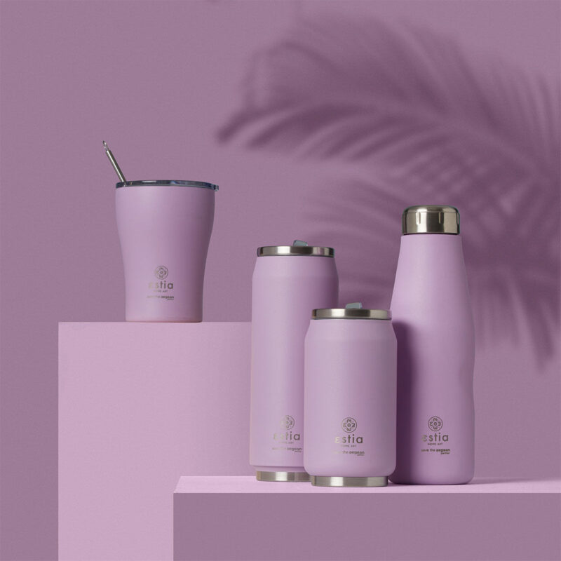 ESTIA HOME ART ΘΕΡΜΟΣ TRAVEL FLASK SAVE THE AEGEAN 750ml LAVENDER PURPLE - Image 2
