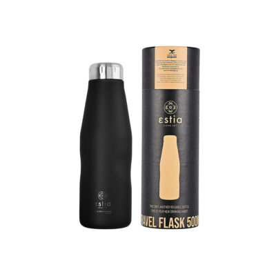 ESTIA HOME ART ΘΕΡΜΟΣ TRAVEL FLASK SAVE THE AEGEAN 500ml MIDNIGHT BLACK
