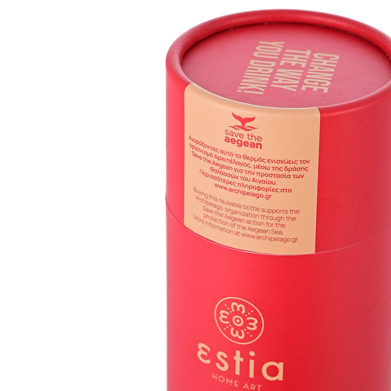 ESTIA HOME ART ΘΕΡΜΟΣ TRAVEL FLASK SAVE THE AEGEAN 500ml SCARLET RED - Image 7