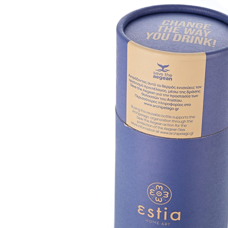 ESTIA HOME ART ΘΕΡΜΟΣ TRAVEL FLASK SAVE THE AEGEAN 750ml DENIM BLUE - Image 6