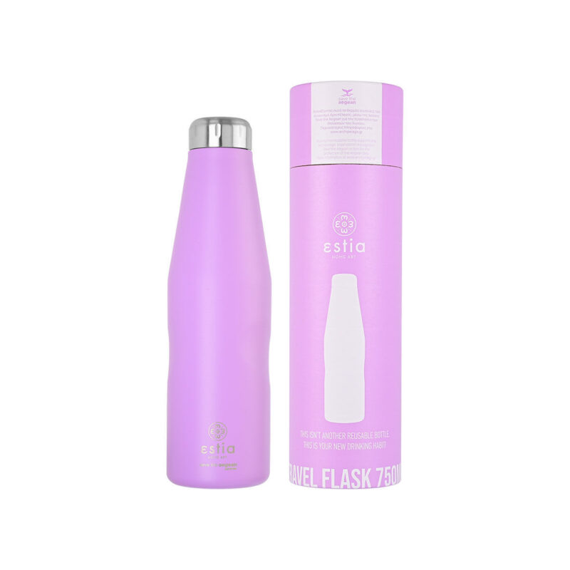 ESTIA HOME ART ΘΕΡΜΟΣ TRAVEL FLASK SAVE THE AEGEAN 750ml LAVENDER PURPLE