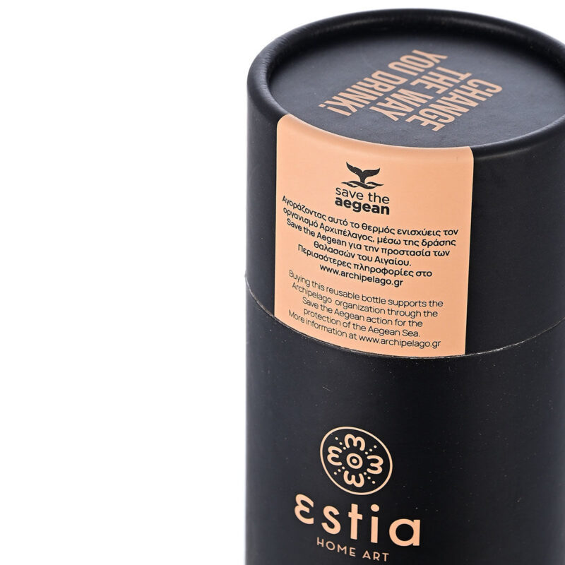 ESTIA HOME ART ΘΕΡΜΟΣ TRAVEL FLASK SAVE THE AEGEAN 750ml MIDNIGHT BLACK - Image 5