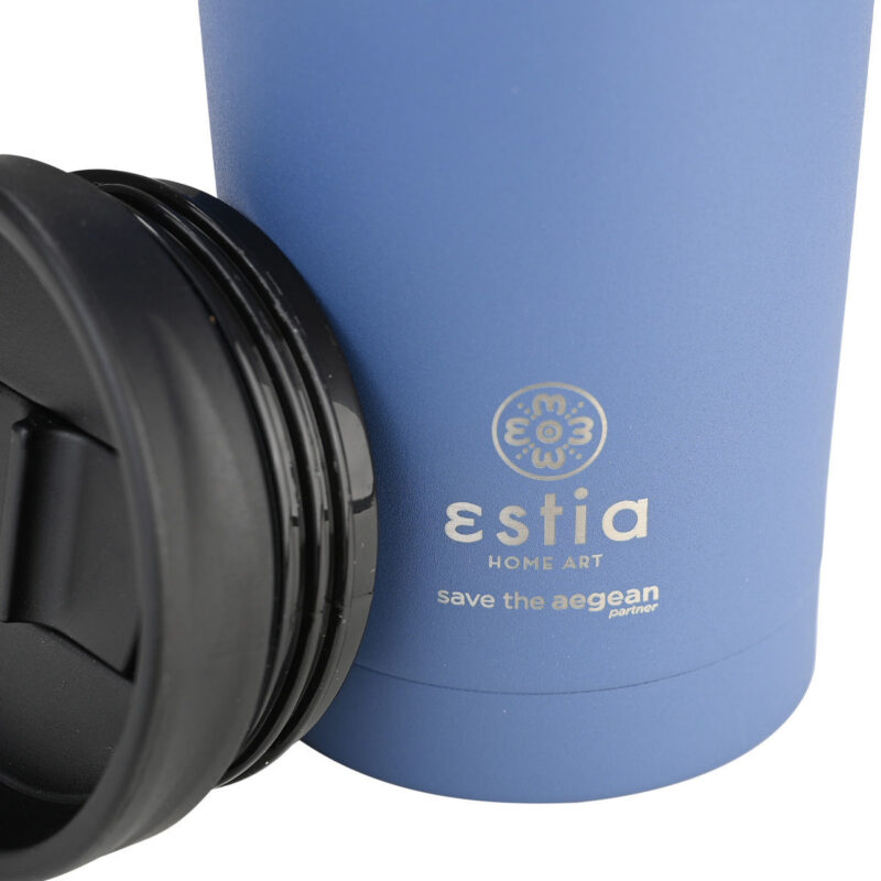 ESTIA HOME ART ΘΕΡΜΟΣ TRAVEL MUG SAVE THE AEGEAN 350ml DENIM BLUE - Image 4