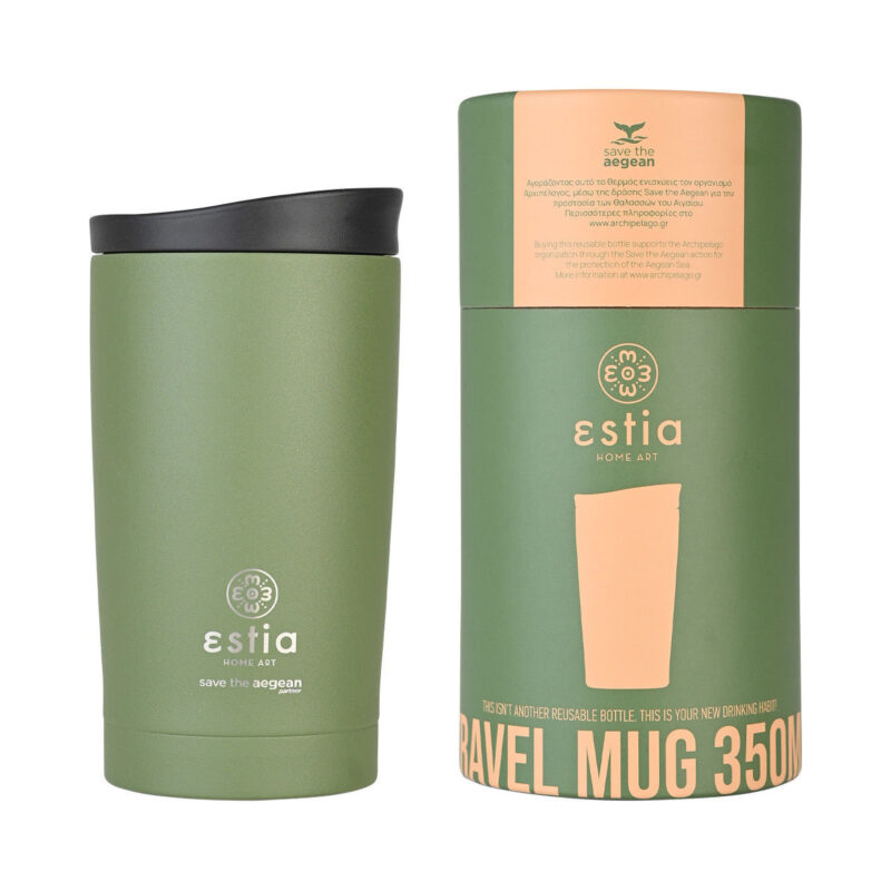 ESTIA HOME ART ΘΕΡΜΟΣ TRAVEL MUG SAVE THE AEGEAN 350ml BLOSSOM ROSE