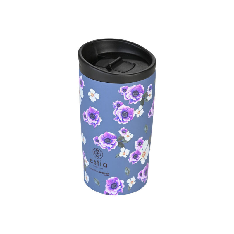 ESTIA HOME ART ΘΕΡΜΟΣ TRAVEL MUG SAVE THE AEGEAN 350ml GARDEN BLUE - Image 4