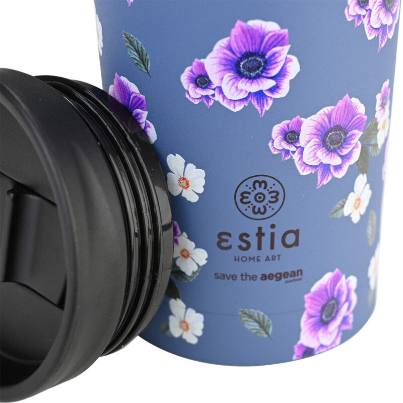 ESTIA HOME ART ΘΕΡΜΟΣ TRAVEL MUG SAVE THE AEGEAN 350ml GARDEN BLUE - Image 2