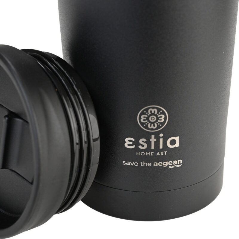 ESTIA HOME ART ΘΕΡΜΟΣ TRAVEL MUG SAVE THE AEGEAN 350ml MIDNIGHT BLACK - Image 3