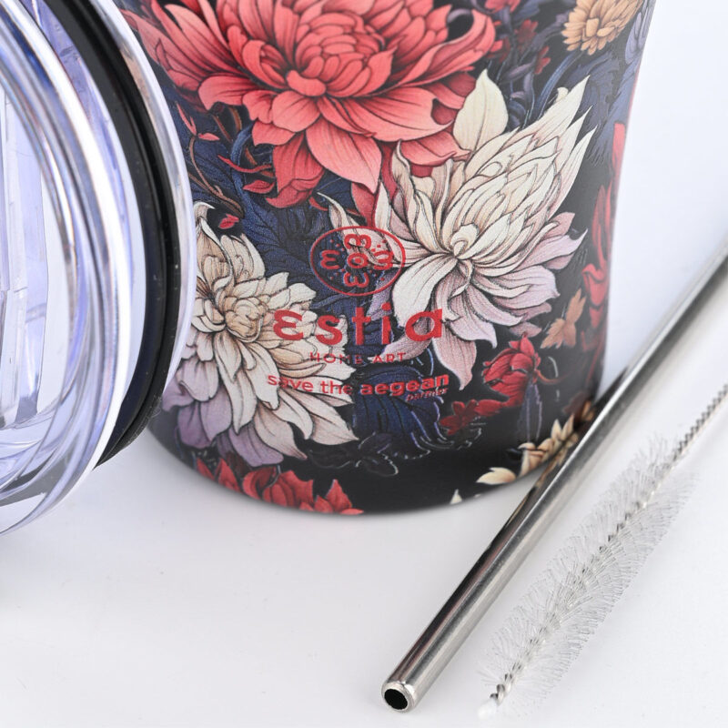 ESTIA HOME ART ΘΕΡΜΟΣ COFFEE MUG SAVE THE AEGEAN 350ml MIDNIGHT BLOSSOM - Image 3