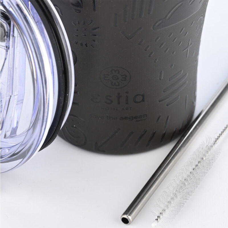 ESTIA HOME ART ΘΕΡΜΟΣ COFFEE MUG SAVE THE AEGEAN 350ml NOIR ECHO - Image 4