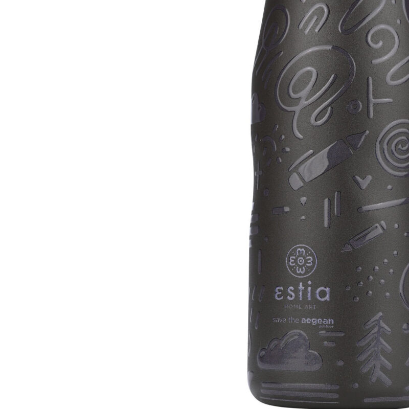 ESTIA HOME ART ΘΕΡΜΟΣ TRAVEL FLASK SAVE THE AEGEAN 500ml NOIR ECHO - Image 3