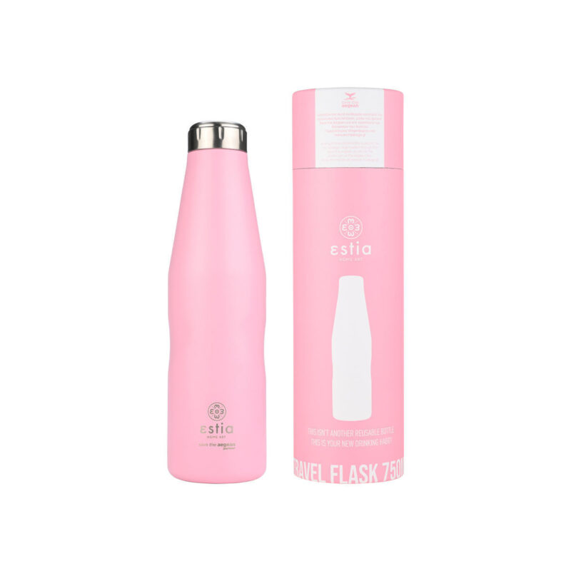 ESTIA HOME ART ΘΕΡΜΟΣ TRAVEL FLASK SAVE THE AEGEAN 750ml BLOSSOM ROSE