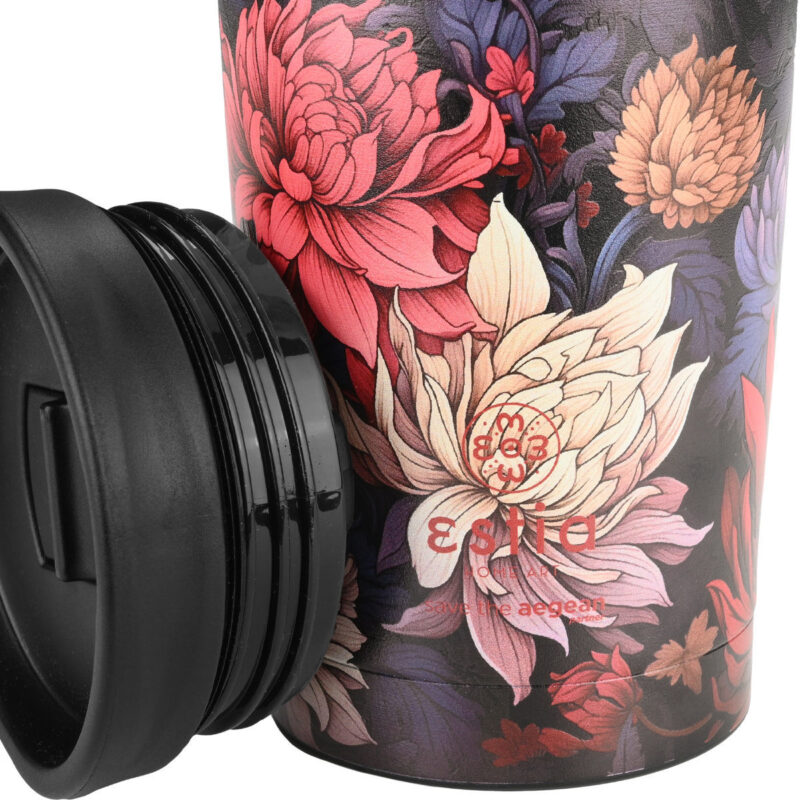 ESTIA HOME ART ΘΕΡΜΟΣ TRAVEL MUG SAVE THE AEGEAN 350ml MIDNIGHT BLOSSOM - Image 4