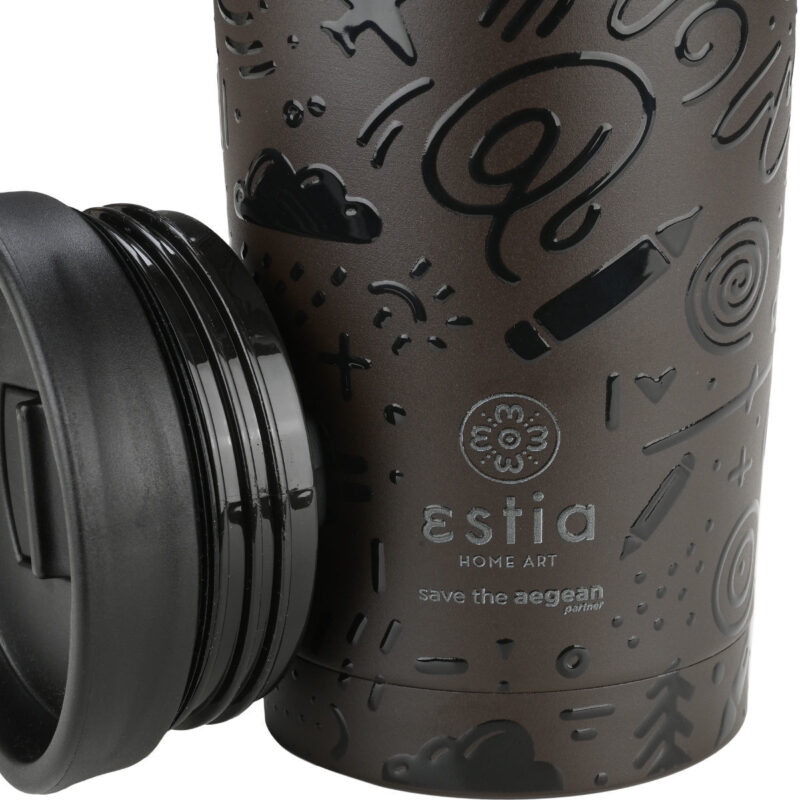 ESTIA HOME ART ΘΕΡΜΟΣ TRAVEL MUG SAVE THE AEGEAN 350ml NOIR ECHO - Image 4
