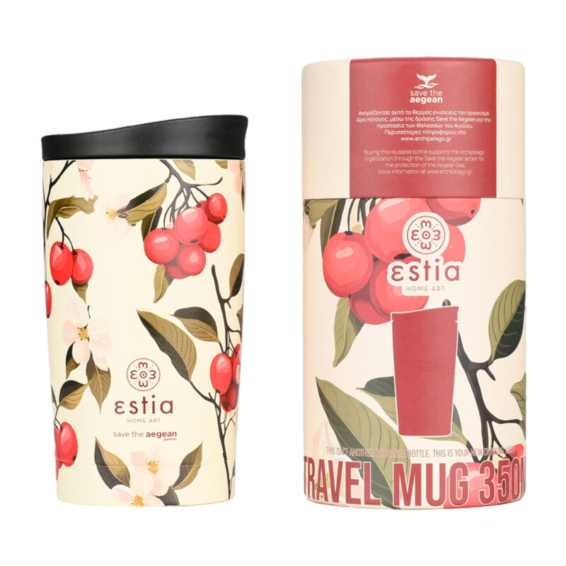 ESTIA HOME ART ΘΕΡΜΟΣ TRAVEL MUG SAVE THE AEGEAN 350ml SAKURA WHISPER
