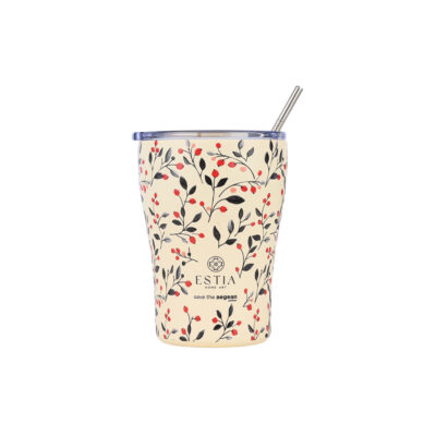 ESTIA HOME ART ΘΕΡΜΟΣ COFFEE MUG SAVE THE AEGEAN 350ml BLOOM BEIGE