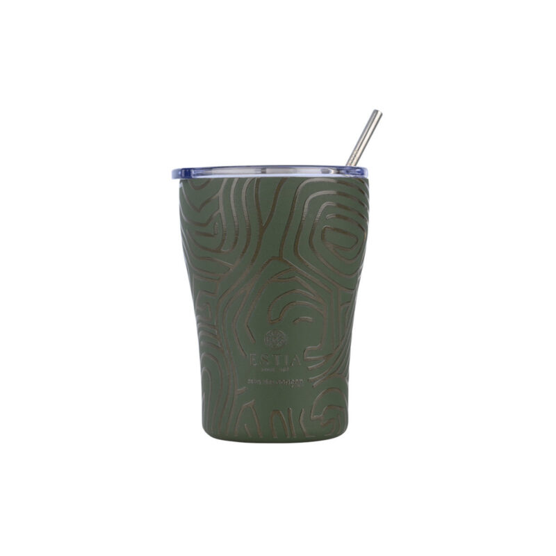 ESTIA HOME ART ΘΕΡΜΟΣ COFFEE MUG SAVE THE AEGEAN 350ml OLIVE FLOW