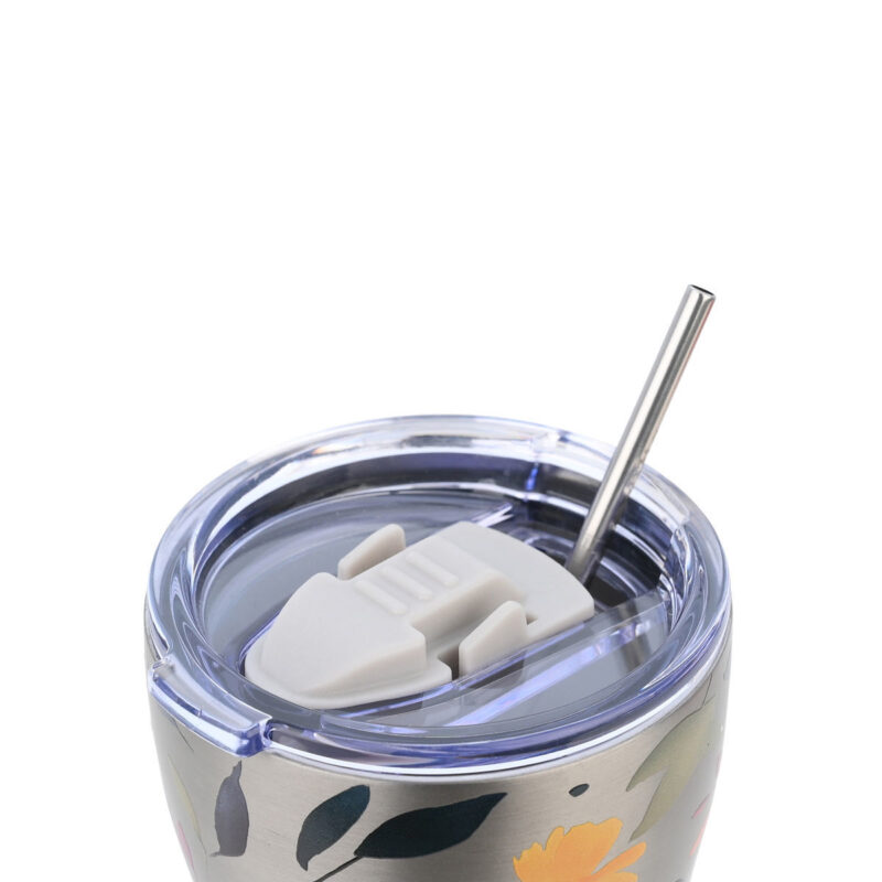 ESTIA HOME ART ΘΕΡΜΟΣ COFFEE MUG SAVE THE AEGEAN 350ml SILVER BOTANIC - Image 3