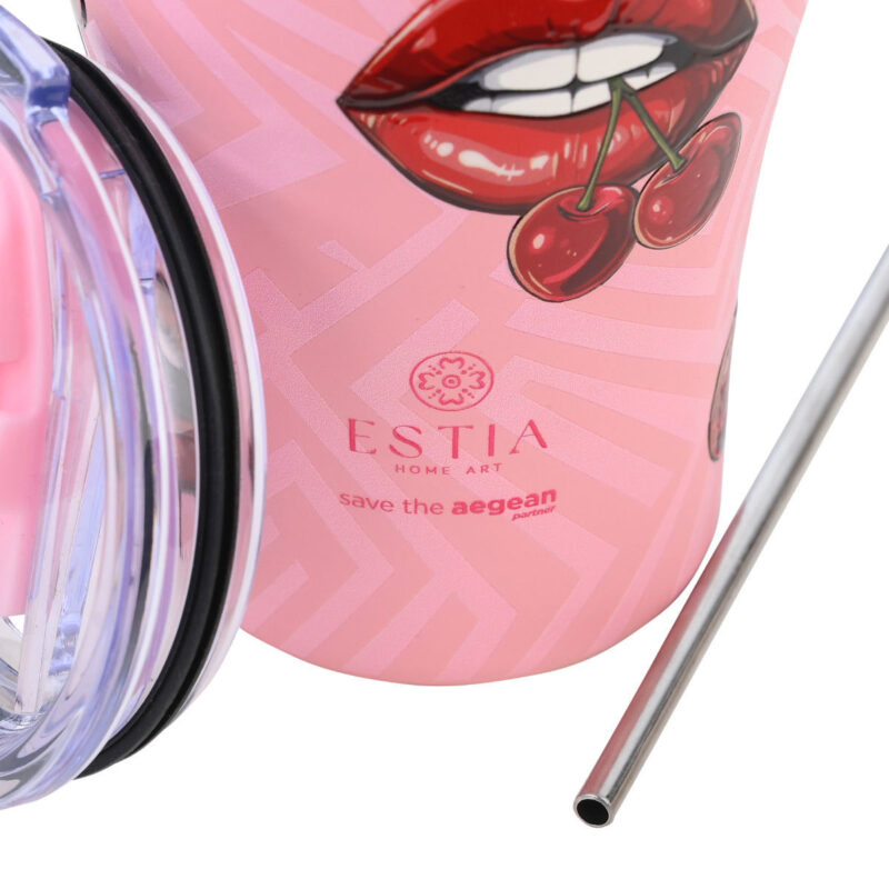 ESTIA HOME ART ΘΕΡΜΟΣ COFFEE MUG SAVE THE AEGEAN 350ml BLUSH POP - Image 3