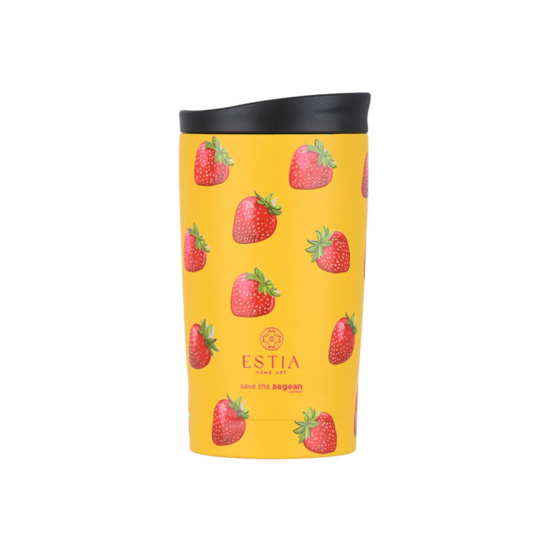 ESTIA HOME ART ΘΕΡΜΟΣ TRAVEL MUG SAVE THE AEGEAN 350ml BERRY BRIGHT