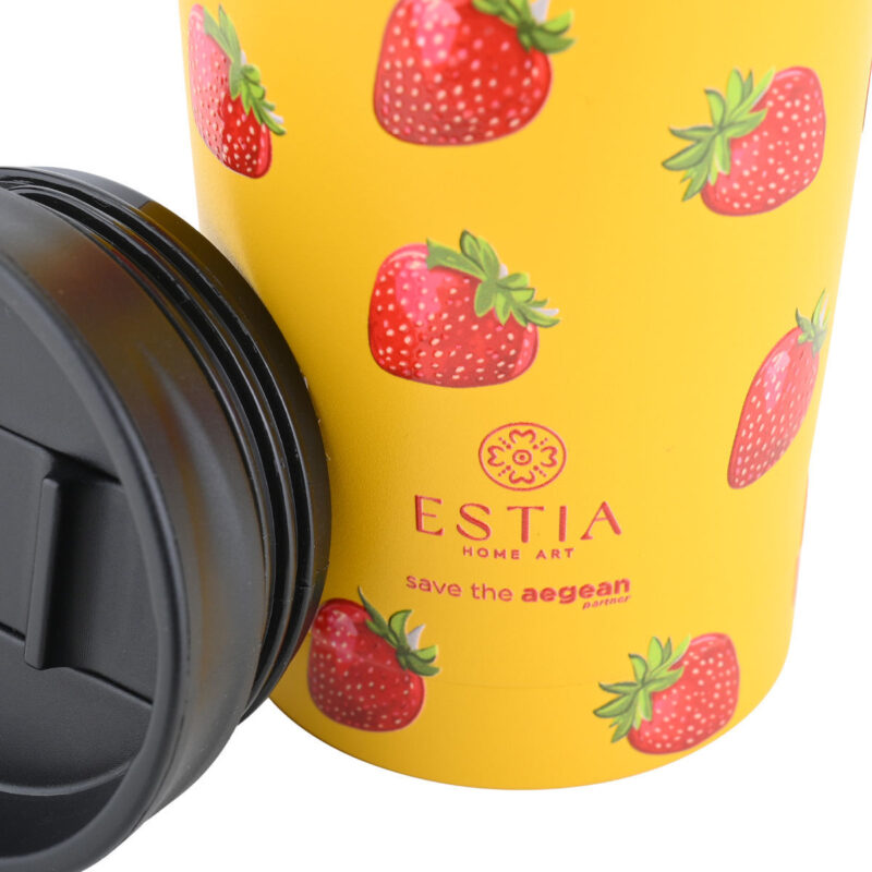 ESTIA HOME ART ΘΕΡΜΟΣ TRAVEL MUG SAVE THE AEGEAN 350ml BERRY BRIGHT - Image 2
