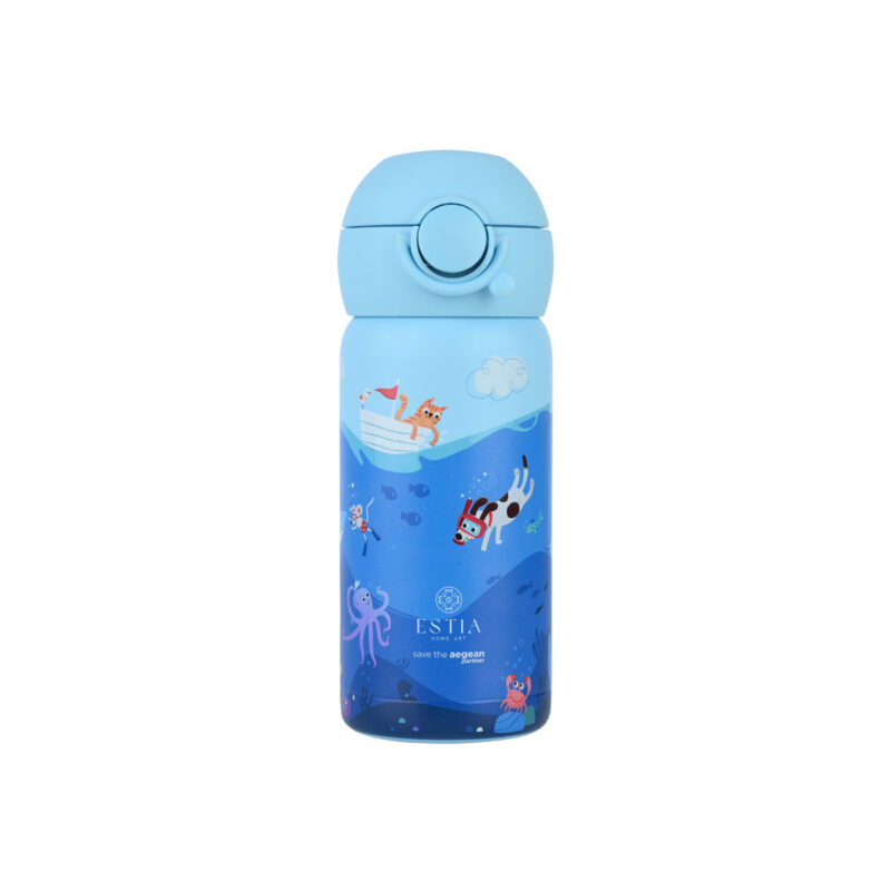 ESTIA HOME ART ΘΕΡΜΟΣ ΠΑΙΔΙΚΟ WONDER BOTTLE SAVE THE AEGEAN 350ml OCEAN PLAY