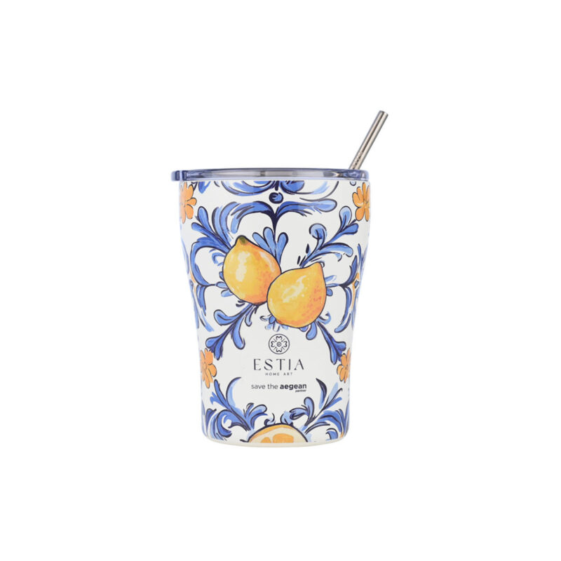 ESTIA HOME ART ΘΕΡΜΟΣ COFFEE MUG SAVE THE AEGEAN 350ml AMALFI COAST