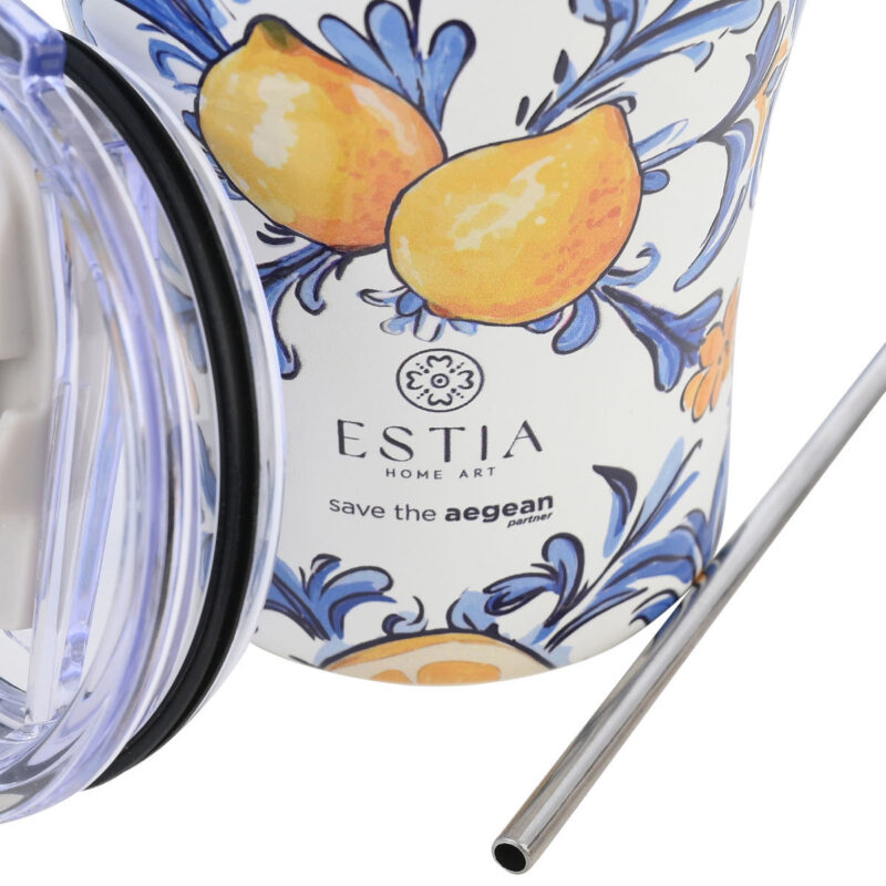 ESTIA HOME ART ΘΕΡΜΟΣ COFFEE MUG SAVE THE AEGEAN 350ml AMALFI COAST - Image 3