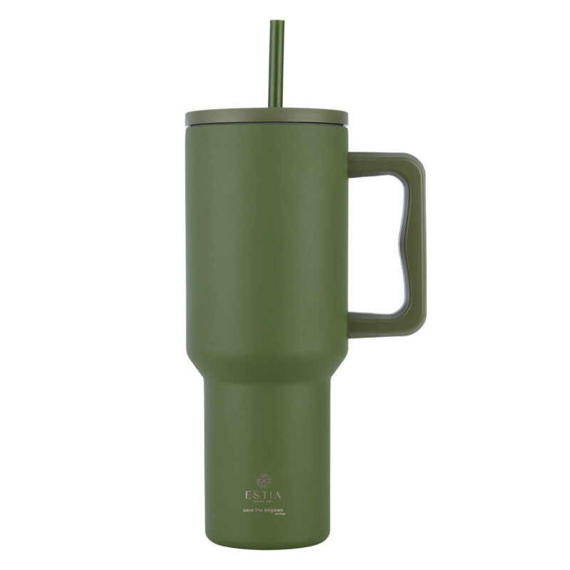 ESTIA HOME ART ΘΕΡΜΟΣ STRAW TUMBLER XL SAVE THE AEGEAN 1200ml FOREST SPIRIT