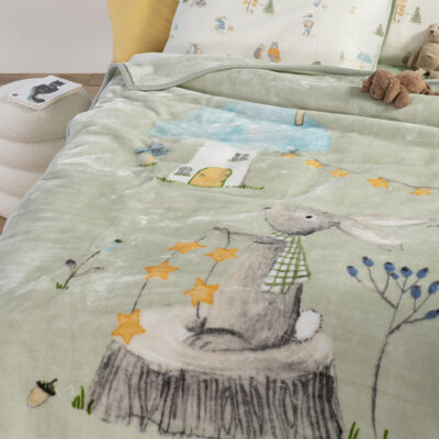 ΠΑΙΔΙΚΗ ΚΟΥΒΕΡΤΑ WOODLAND PARTY 160Χ220 NEF-NEF HOMEWARE PISTACHIO