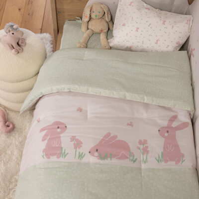 ΒΡΕΦΙΚΟ ΠΑΠΛΩΜΑ COUNTRY BUNNY 110Χ140 NEF-NEF HOMEWARE ECRU/MINT